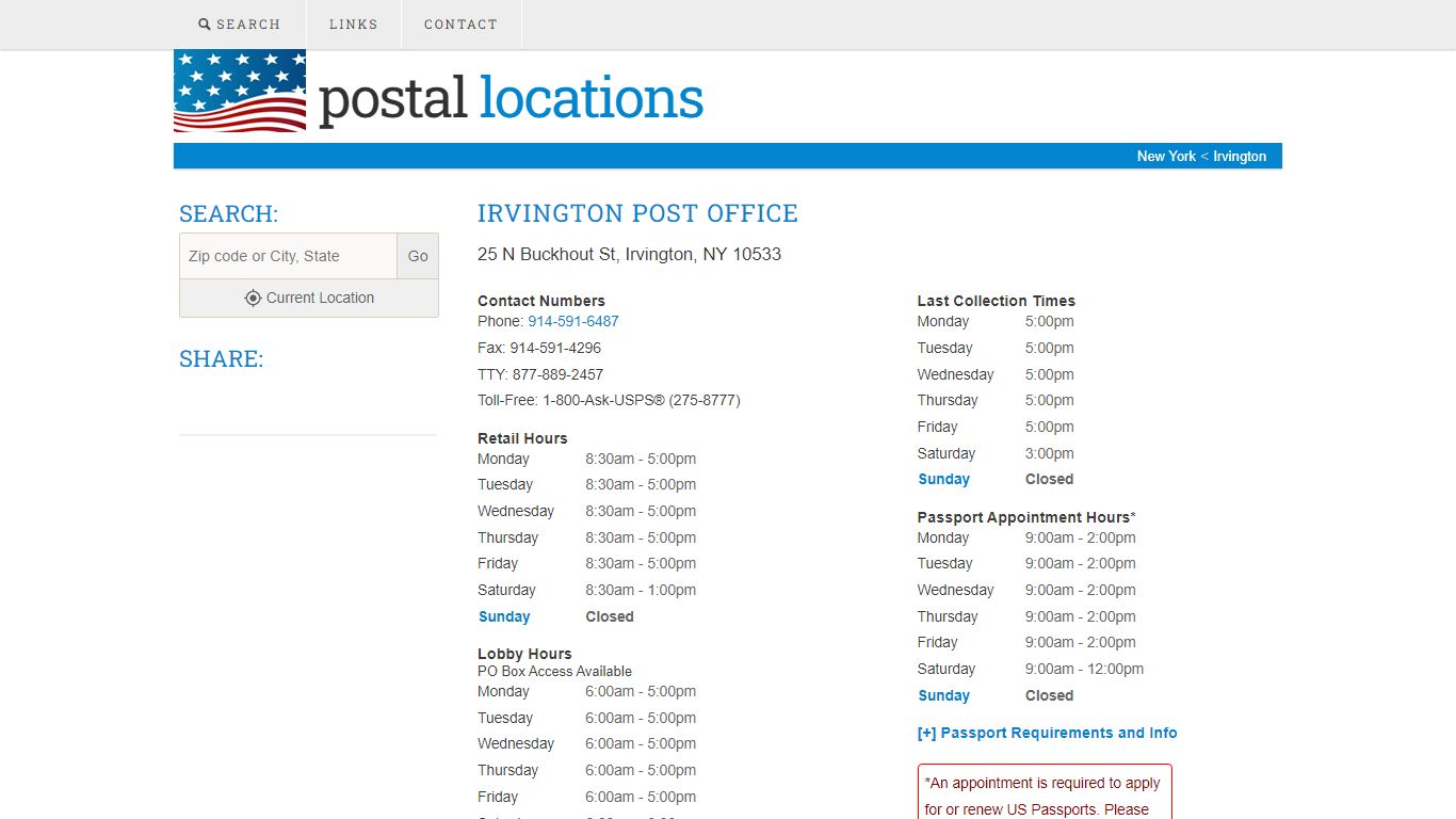Post Office in Irvington, NY - Hours and Location - Postal Locations